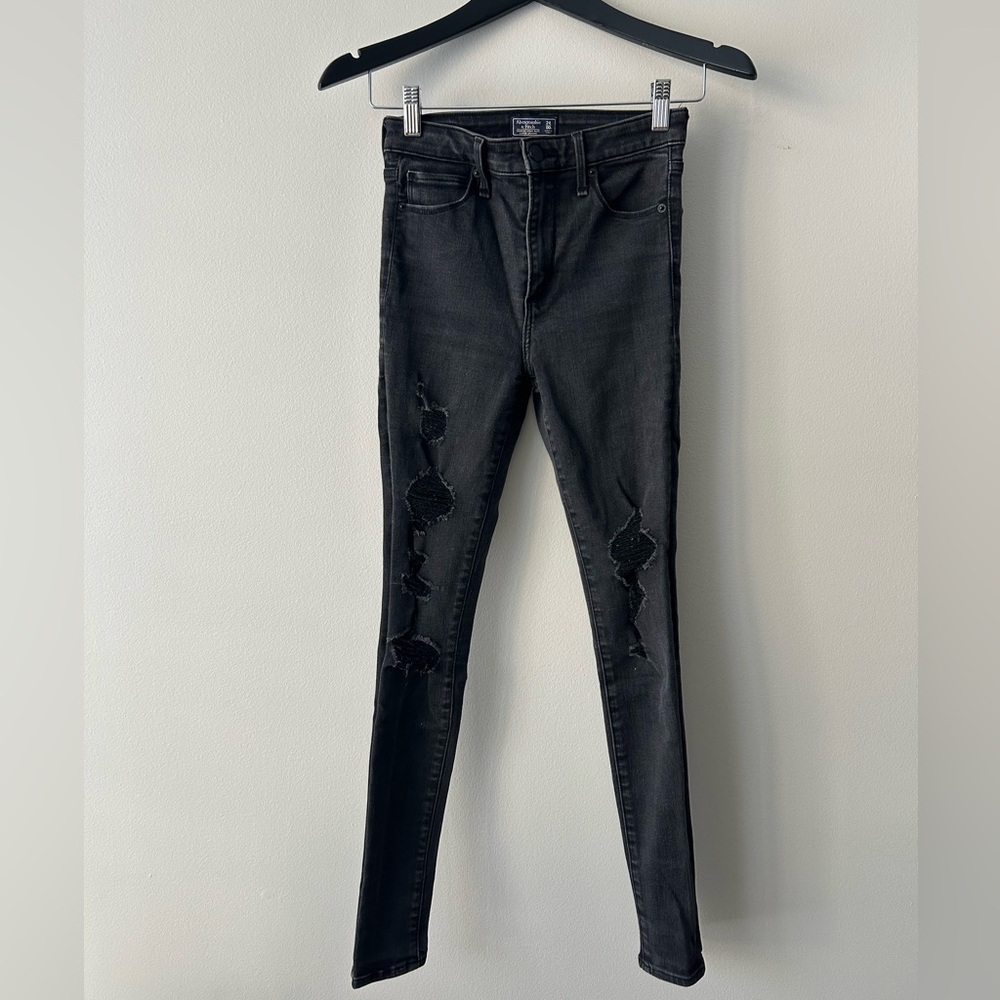 Abercrombie Distressed Black Skinny Jeans